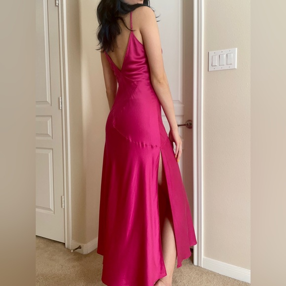 Vintage Y2K Rare Victoria Secret 100% Silk Hot Pink Maxi Slip Dress Nightgown - Picture 4 of 12
